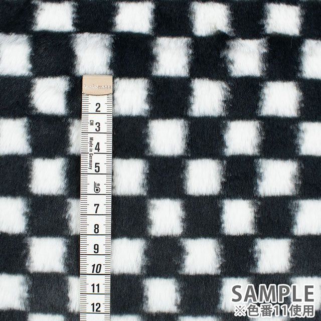 生地 チェックファー 約160cm幅×50cmカット(axl-25-81585) 11.ブラック×ホワイト 10Bo23_