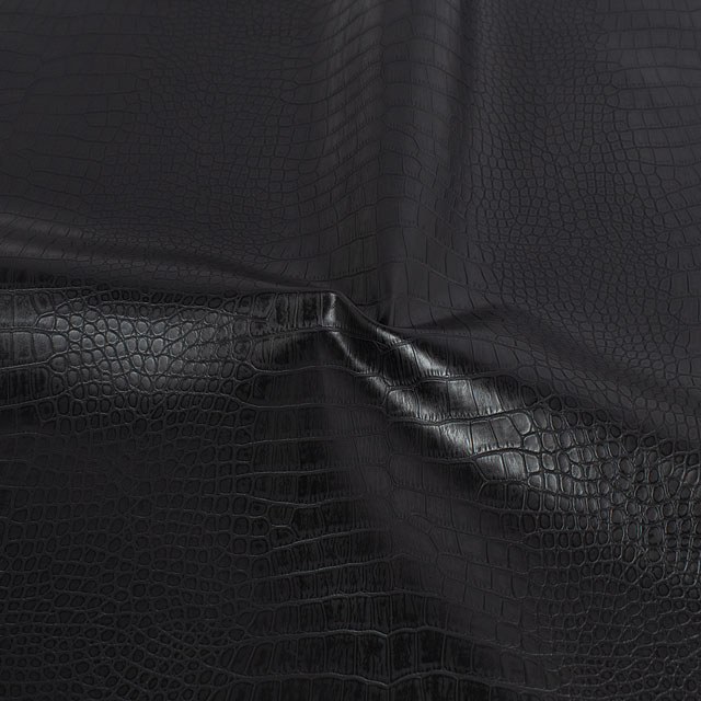 合皮生地 型押しレザー クロコダイル柄(B175) 23.ブラック 10Bn99_