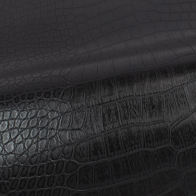 合皮生地 型押しレザー クロコダイル柄(B175) 23.ブラック 10Bn99_