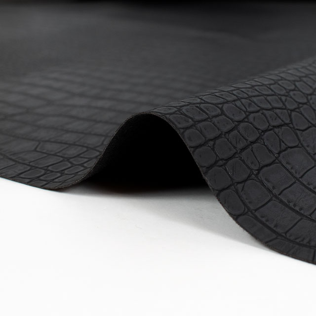 合皮生地 型押しレザー クロコダイル柄(B175) 23.ブラック 10Bn99_