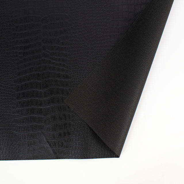 合皮生地 型押しレザー クロコダイル柄(B175) 23.ブラック 10Bn99_