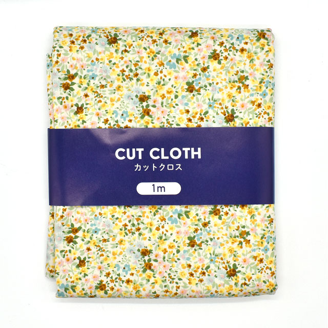 カットクロス ブロード花柄プリント 約112cm幅×約100cm 1-2.イエロー 15Yy88_