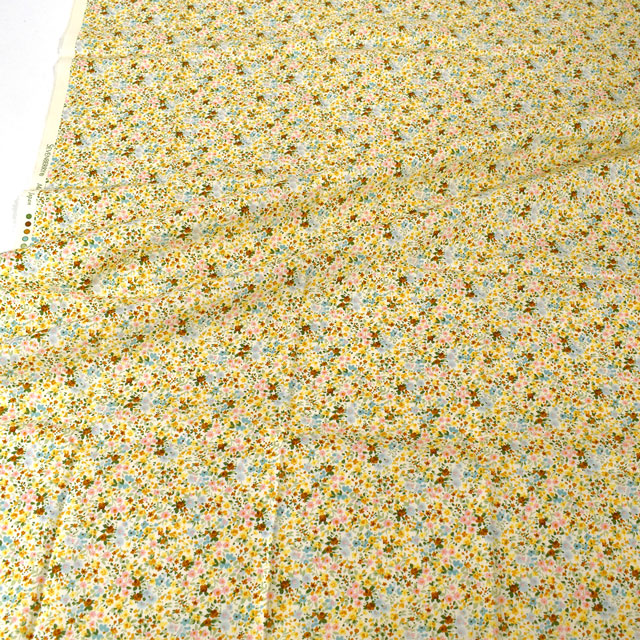 カットクロス ブロード花柄プリント 約112cm幅×約100cm 1-2.イエロー 15Yy88_