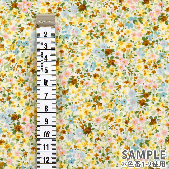 カットクロス ブロード花柄プリント 約112cm幅×約100cm 1-2.イエロー 15Yy88_