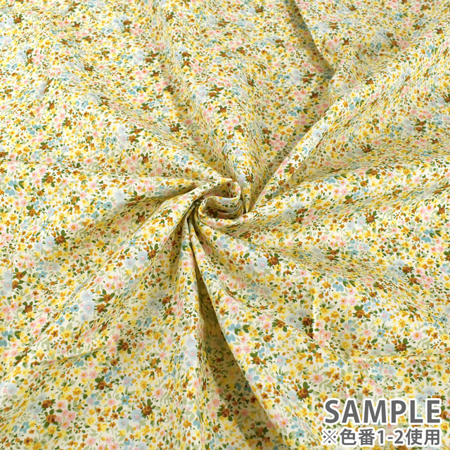 カットクロス ブロード花柄プリント 約112cm幅×約100cm 1-2.イエロー 15Yy88_