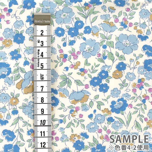 カットクロス ブロード花柄プリント 約112cm幅×約100cm 4-2.ブルー 15Yy88_