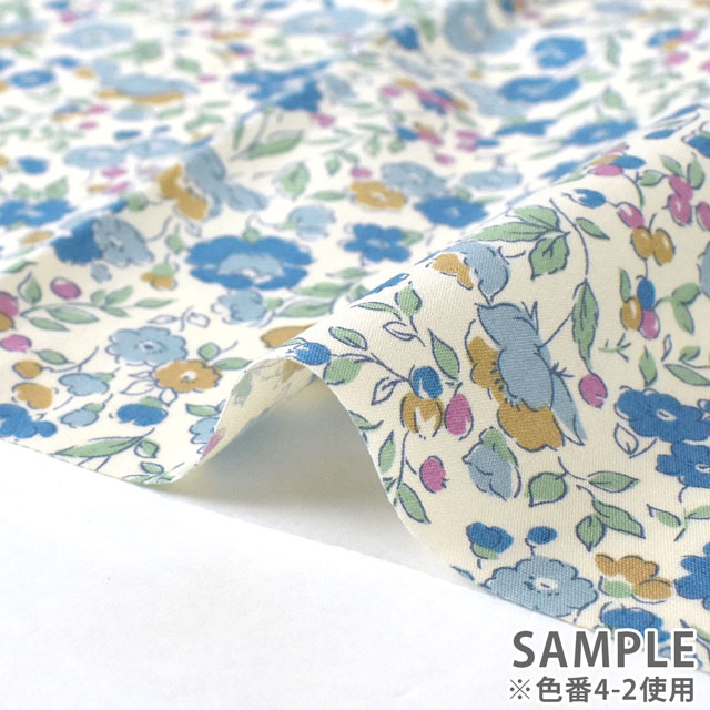 カットクロス ブロード花柄プリント 約112cm幅×約100cm 4-2.ブルー 15Yy88_
