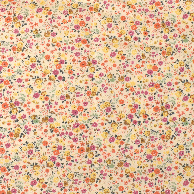 カットクロス ブロード花柄プリント 約112cm幅×約100cm 3-2.オレンジ 15Yy88_