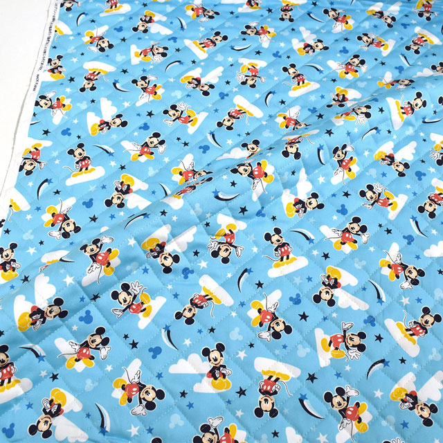 生地 BTSシリーズ ディズニー ミッキーマウス/キルティング(GRQ-1110) 1A.ブルー 09Ae12_