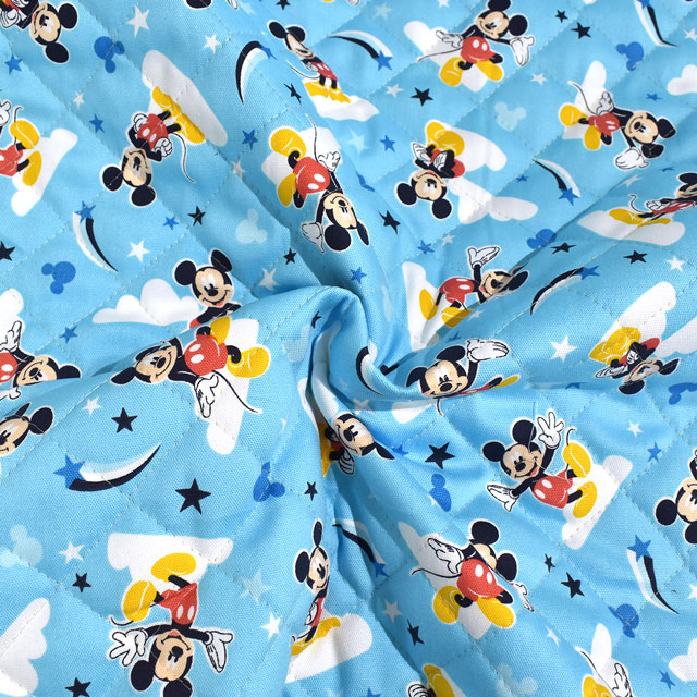 生地 BTSシリーズ ディズニー ミッキーマウス/キルティング(GRQ-1110) 1A.ブルー 09Ae12_