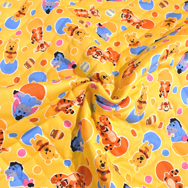 生地 BTSシリーズ ディズニー くまのプーさん/キルティング(GRQ-1112) 1A.イエロー 09Ae12_