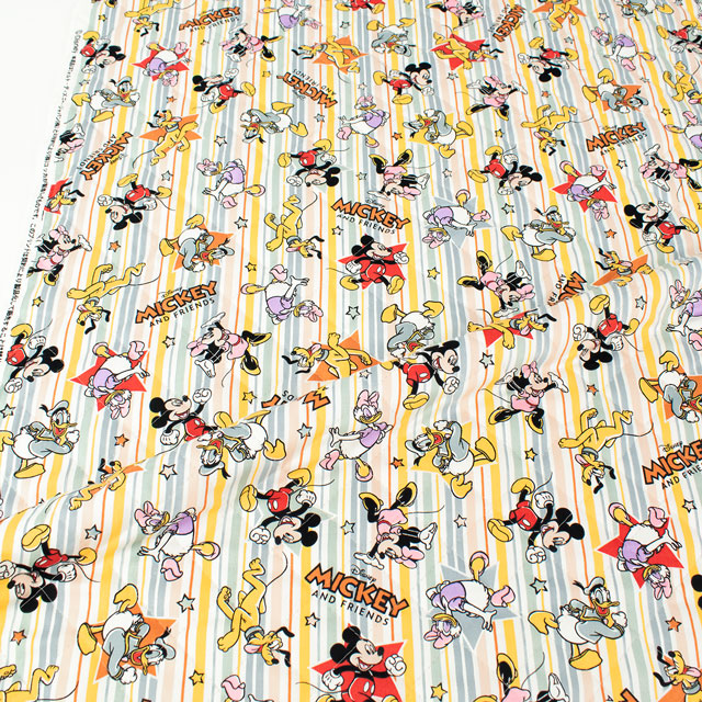 生地 BTSシリーズ ディズニー ミッキー&フレンズ/キルティング(GRQ-1130) 1A.マルチ 09Ae12_