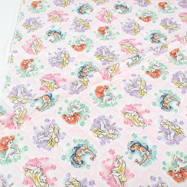 生地 BTSシリーズ ディズニープリンセス/キルティング(GRQ-1134) 1A.ピンク 09Ae12_