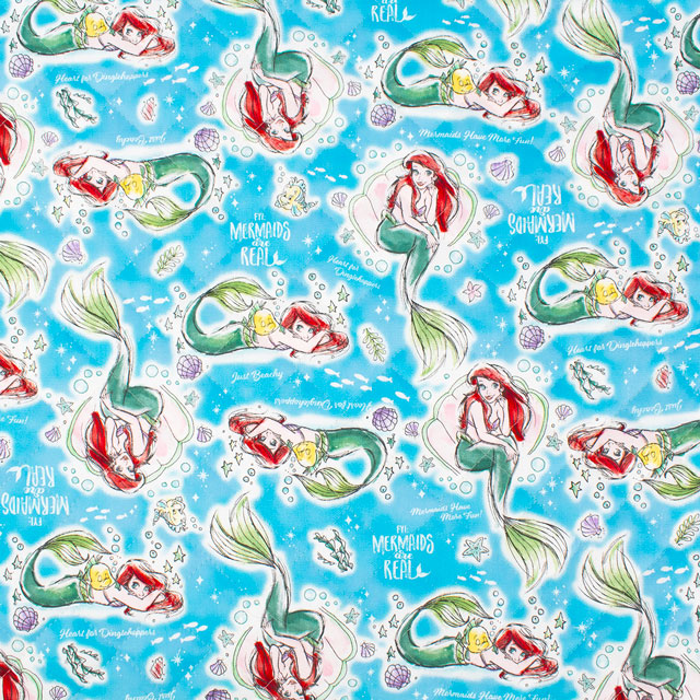 生地 BTSシリーズ ディズニー アリエル/キルティング(GRQ-1136) 1A.ブルー 09Ae12_