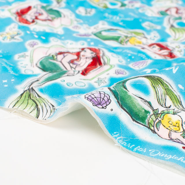 生地 BTSシリーズ ディズニー アリエル/キルティング(GRQ-1136) 1A.ブルー 09Ae12_