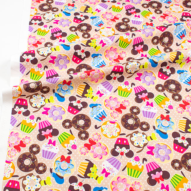 生地 BTSシリーズ ミッキー&フレンズ スイーツ/オックス(GR-1150) 1A.ベージュ 09Ae99_