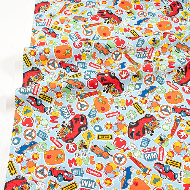 生地 BTSシリーズ ミッキーマウス のりもの/オックス(GR-1151) 1A.ブルー 09Ae99_