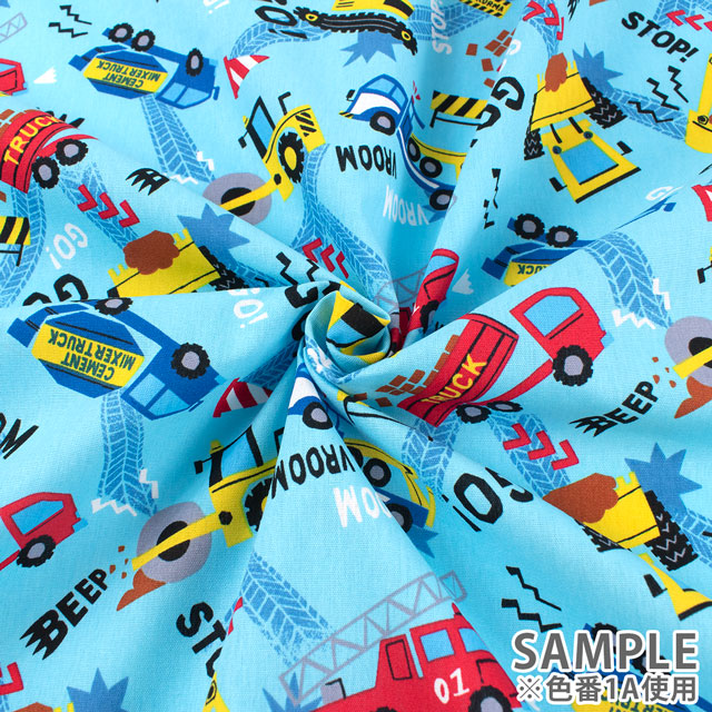 生地 CBプリント はたらくくるま/ポプリン(3300) 1D.イエロー 09Ae99_