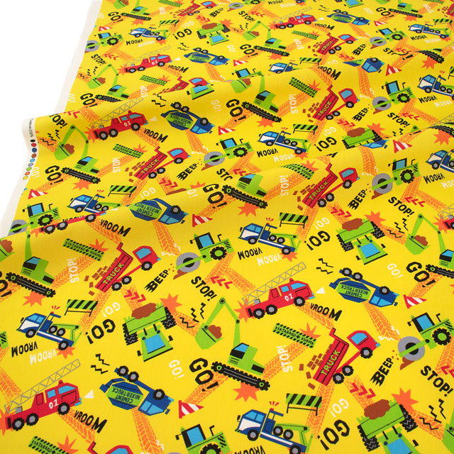 生地 CBプリント はたらくくるま/ポプリン(3300) 1D.イエロー 09Ae99_