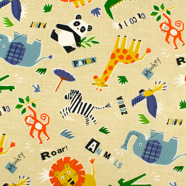 生地 CBプリント アニマル柄/ポプリン(3300) 2A.ベージュ 09Ae99_