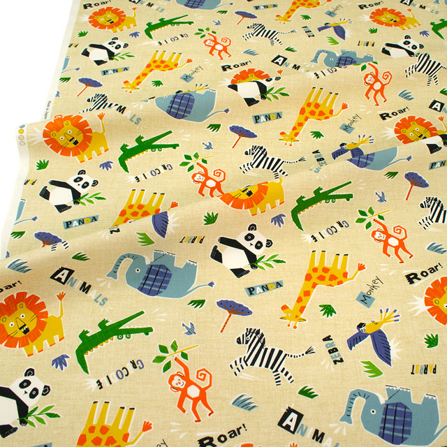 生地 CBプリント アニマル柄/ポプリン(3300) 2A.ベージュ 09Ae99_