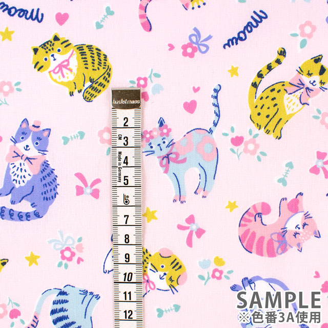 生地 CBプリント ねこ柄/ポプリン(3300) 3C.ベージュ 09Ae99_
