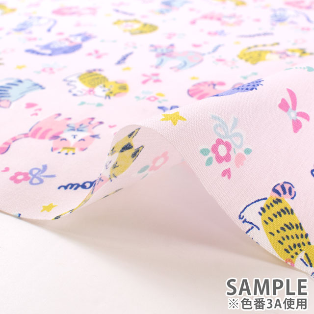 生地 CBプリント ねこ柄/ポプリン(3300) 3C.ベージュ 09Ae99_