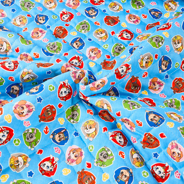 生地 パウ・パトロール バッジ柄/キルティング(GQ-4614) 1A.ブルー 09Ae12_