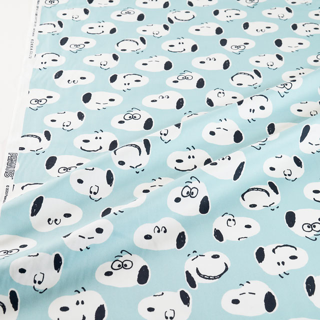 生地 PEANUTS/ピーナッツ BIGフェイス柄/オックス(G-3708) 1A.ブルー 99Zz99_