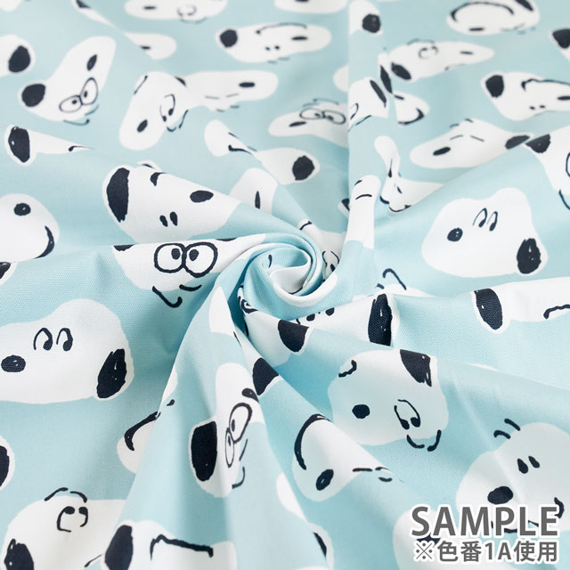 生地 PEANUTS/ピーナッツ BIGフェイス柄/オックス(G-3708) 1A.ブルー 99Zz99_