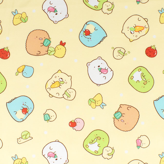 生地 すみっコぐらし やさい柄/オックス(G-3499) 1A.クリーム 09Ae12_