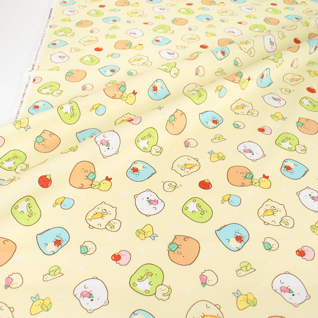 生地 すみっコぐらし やさい柄/オックス(G-3499) 1A.クリーム 09Ae12_