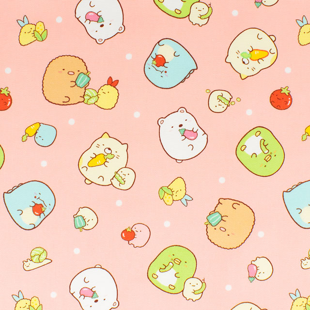 生地 すみっコぐらし やさい柄/オックス(G-3499) 1B.ピンク 09Ae12_