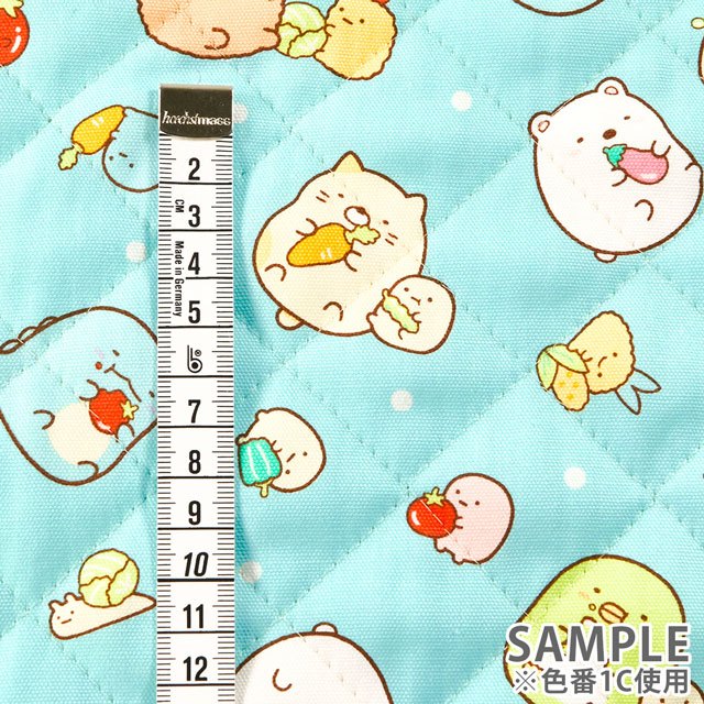 生地 すみっコぐらし やさい柄/キルティング(GQ-3499) 1C.ブルー 09Ae12_