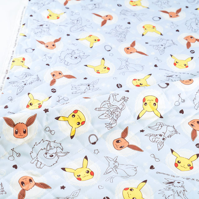 生地 ポケットモンスター イーブイ柄/キルティング(GQ-6119) 1B.ブルー 09Ae12_