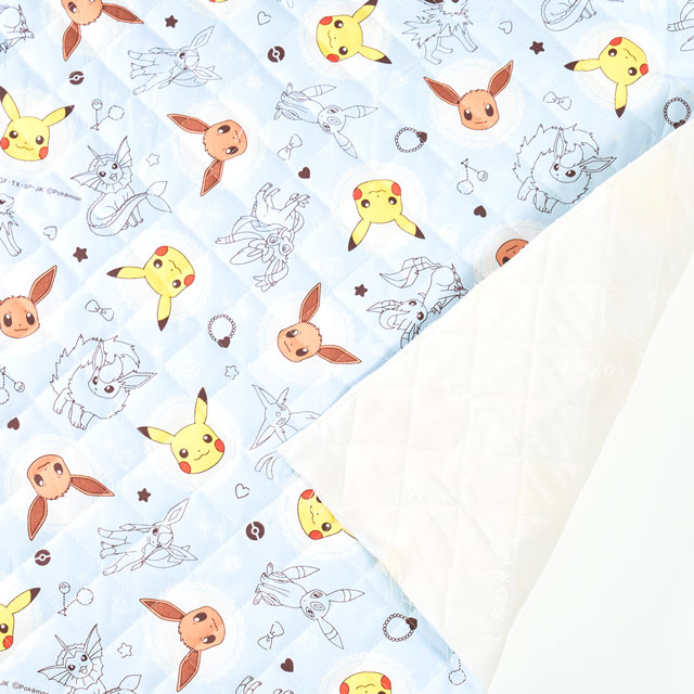 生地 ポケットモンスター イーブイ柄/キルティング(GQ-6119) 1B.ブルー 09Ae12_