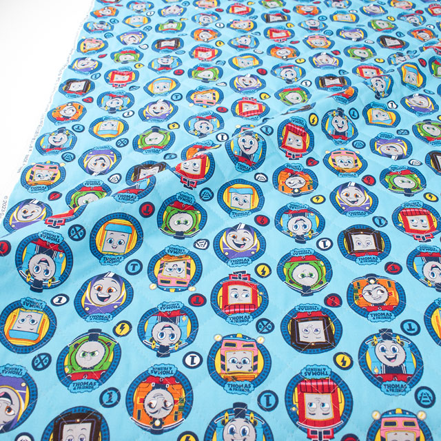 生地 きかんしゃトーマス サークル柄/キルティング(GQ-4539) 1B.サックス 09Ae12_