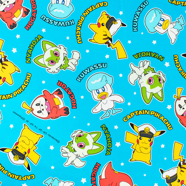 生地 ポケットモンスター キャプテン柄/オックス(G-6123) 1B.ライトブルー 09Ae12_