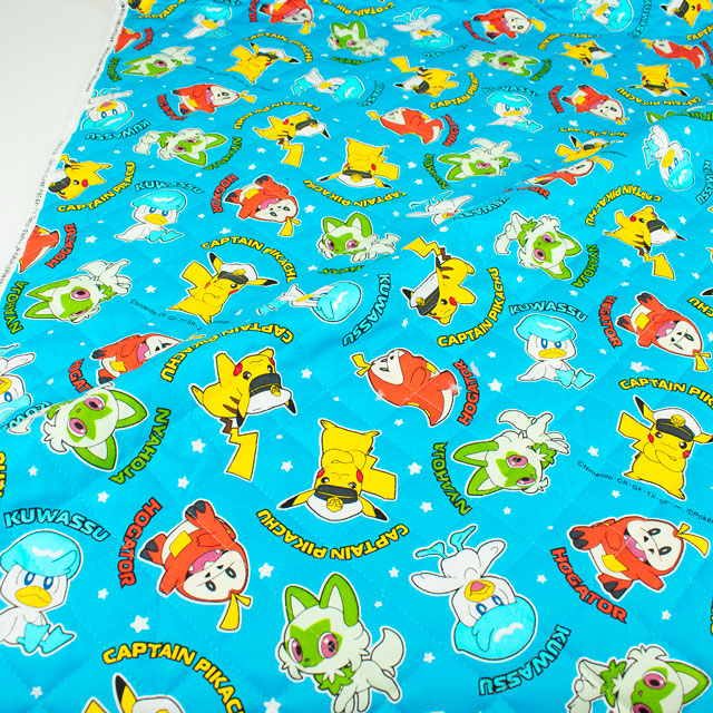 生地 ポケットモンスター キャプテン柄/キルティング(GQ-6123) 1B.ライトブルー 99Zz99_
