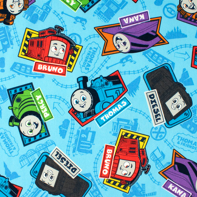 生地 きかんしゃトーマス 総柄/オックス(G4540) 1B.サックス 09Ae99_