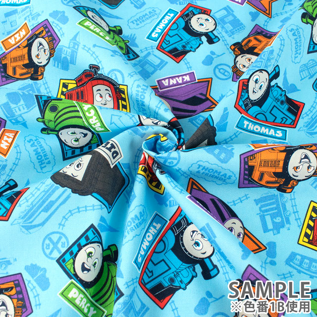 生地 きかんしゃトーマス 総柄/オックス(G4540) 1B.サックス 09Ae99_