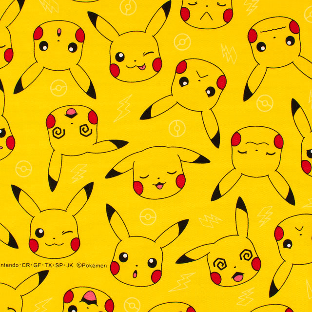 生地 ポケットモンスター ピカチュウフェイス柄/オックス(G6126) 1A.イエロー 09Ae99_