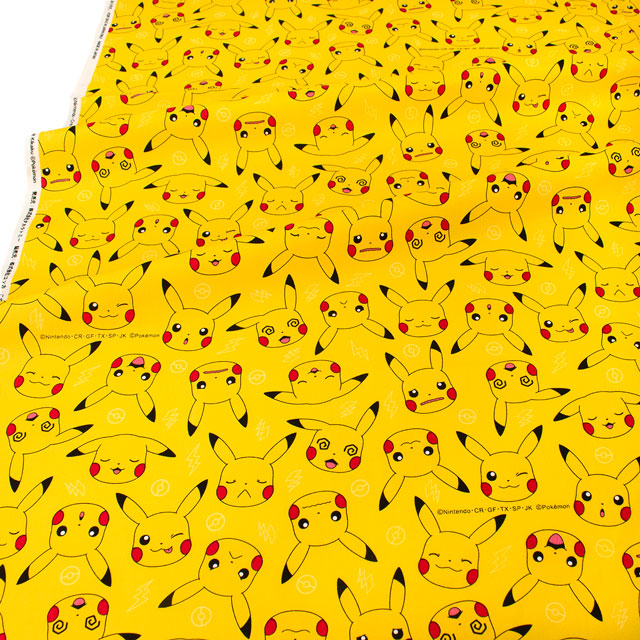 生地 ポケットモンスター ピカチュウフェイス柄/オックス(G6126) 1A.イエロー 09Ae99_