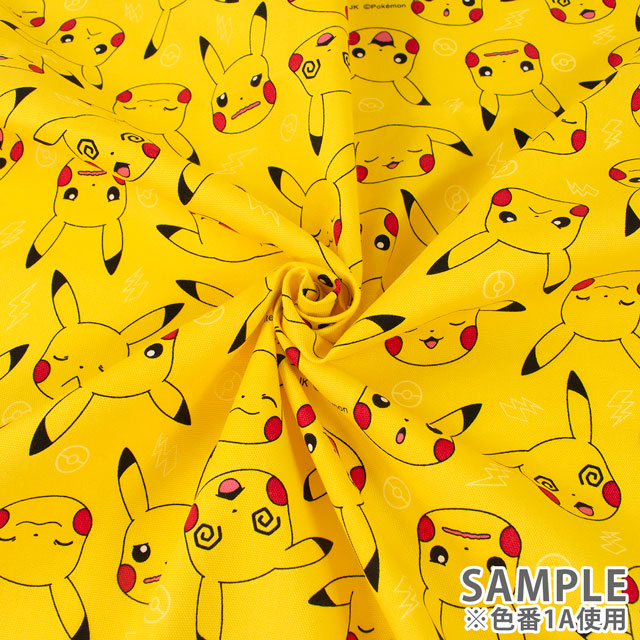 生地 ポケットモンスター ピカチュウフェイス柄/オックス(G6126) 1A.イエロー 09Ae99_