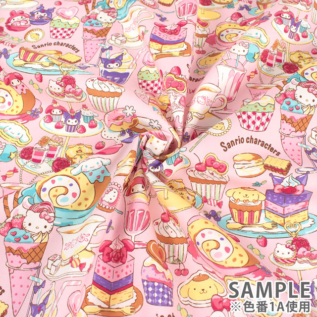 生地 サンリオキャラクターズ ケーキ柄/オックス(G8968) 1B.クリーム 09Ae99_
