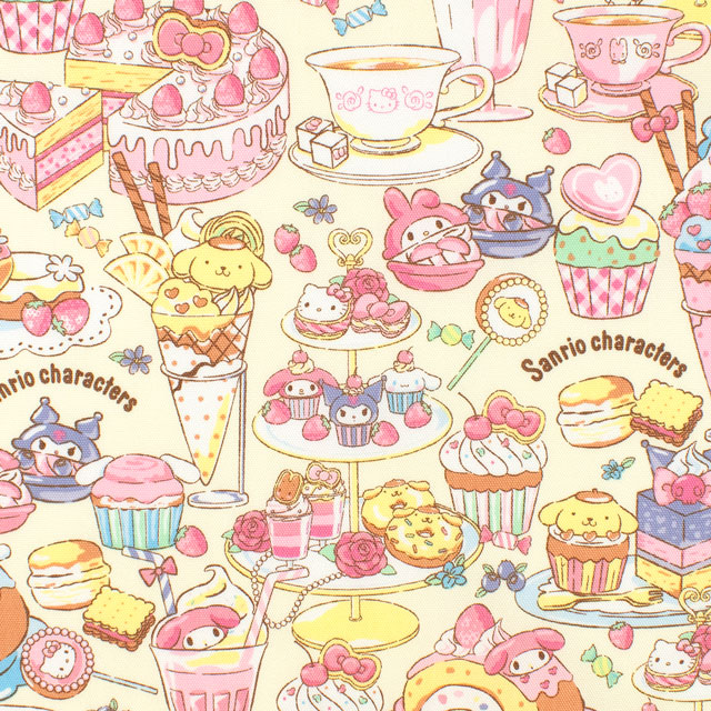 生地 サンリオキャラクターズ ケーキ柄/オックス(G8968) 1B.クリーム 09Ae99_