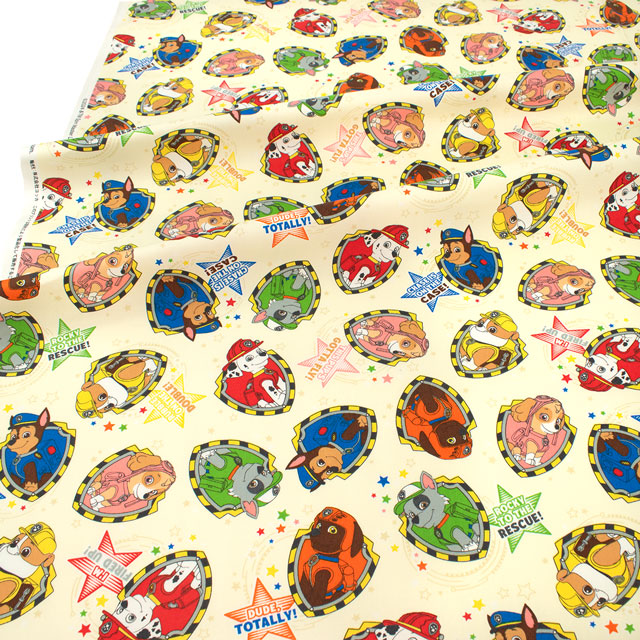 生地 パウ・パトロール 星柄/オックス(G4621) 1B.クリーム 09Ae99_