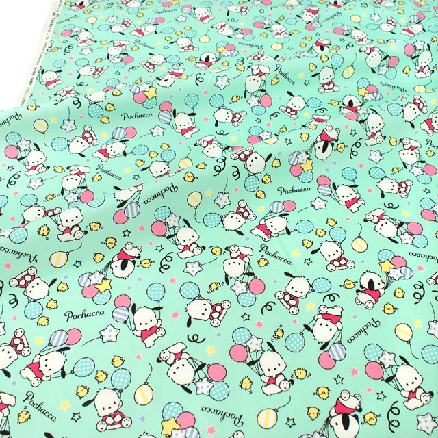 生地 ポチャッコ 風船柄/オックス(G8974) 1A.ミント 09Ae99_