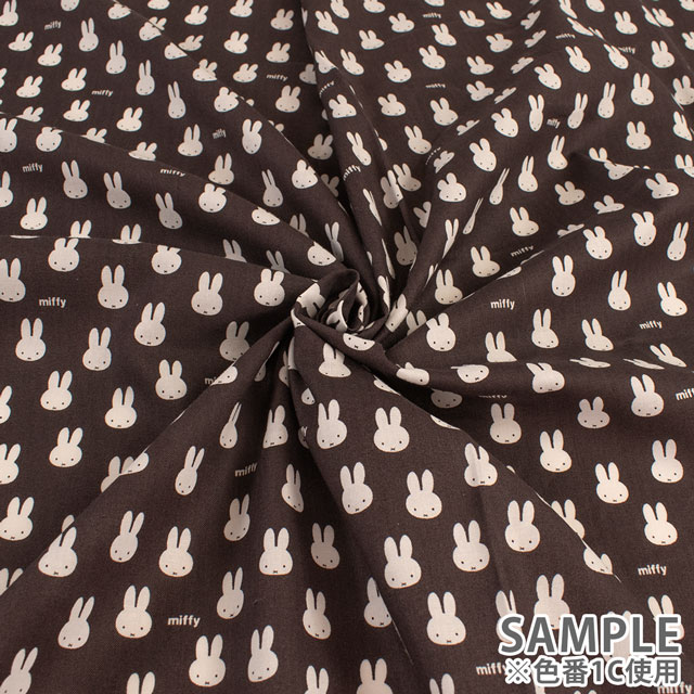 生地 ミッフィー フェイス小柄/シーチング(G2026) 1B.ブルー 09Bi20_