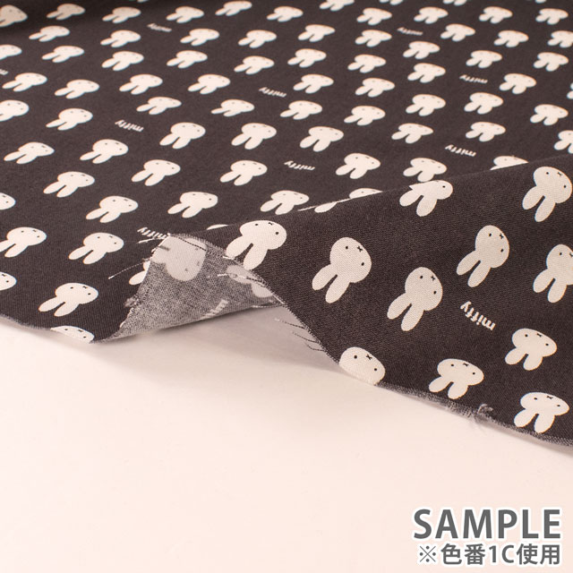 生地 ミッフィー フェイス小柄/シーチング(G2026) 1B.ブルー 09Bi20_